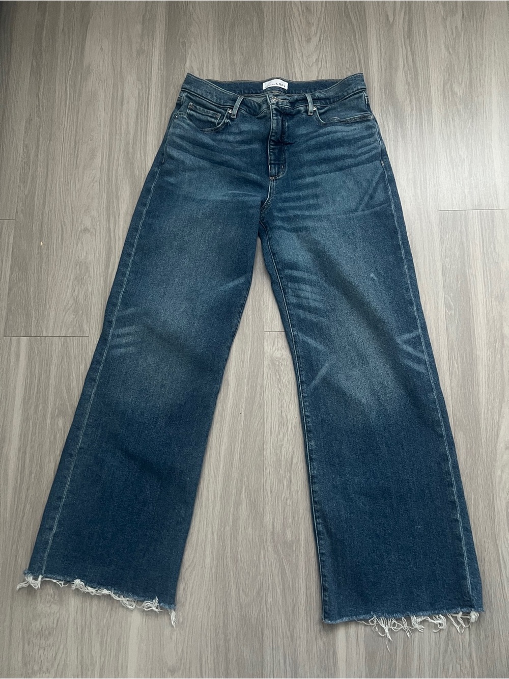 LOFT High Rise Wide Leg Jeans Raw Hem Medium Wash Size 29/8